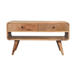 Solid Wood Reverse Curve Oak-ish Media Unit