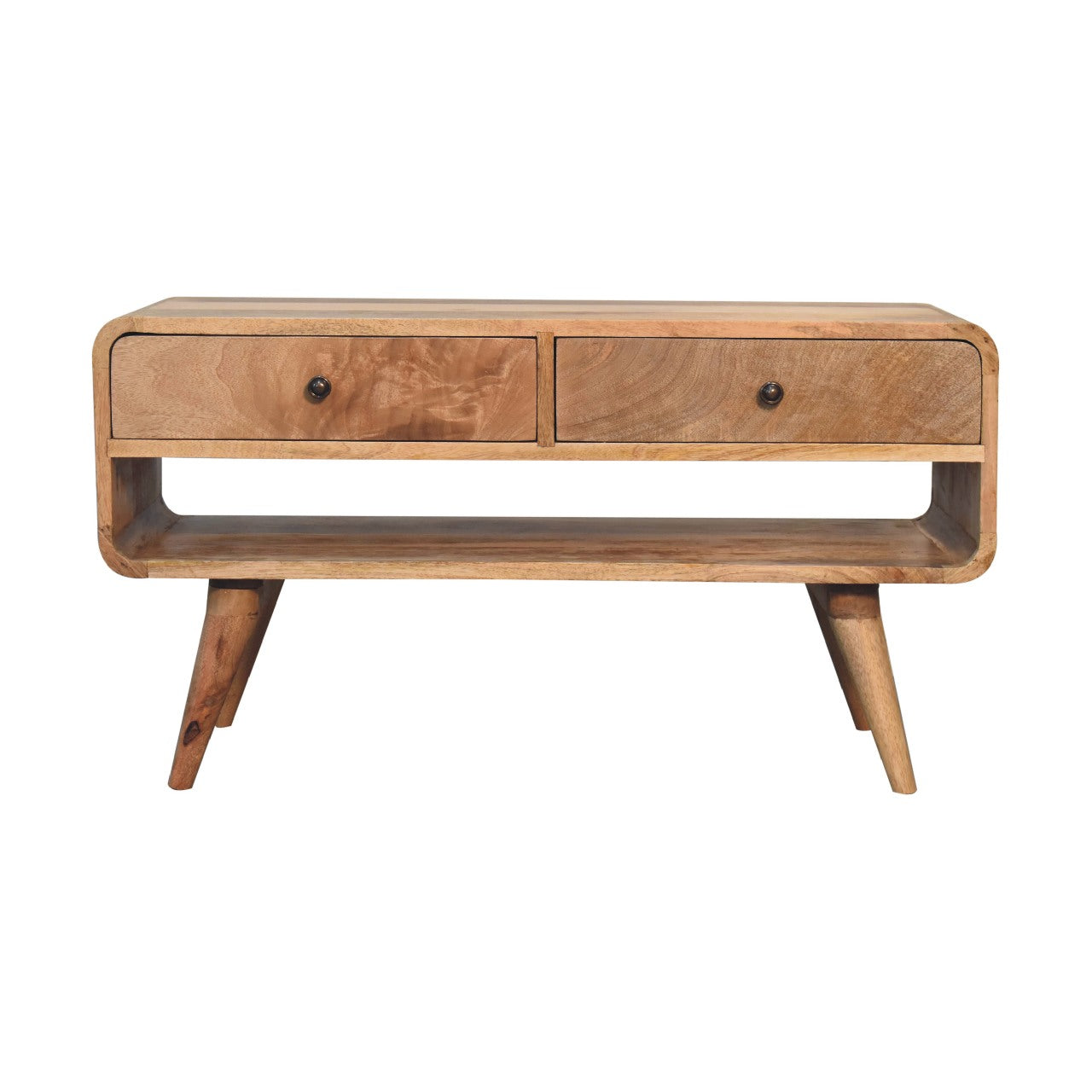 Solid Wood Reverse Curve Oak-ish Media Unit