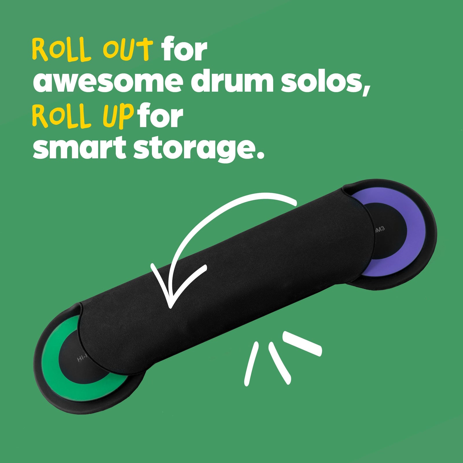 Wicked Gizmos Electronic Drum Kit Roll Up Mat W/ Demo Songs & Sticks Multicolour