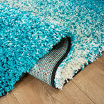 Blended Thick Shaggy Fluffy Deep Pile Living Room Rug | 200cm x 290cm | Teal