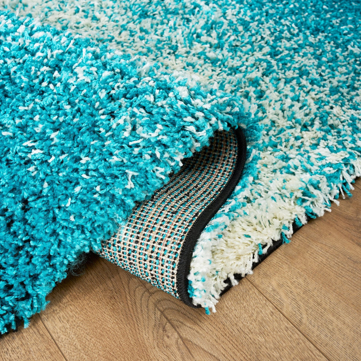 Blended Thick Shaggy Fluffy Deep Pile Living Room Rug | 200cm x 290cm | Teal