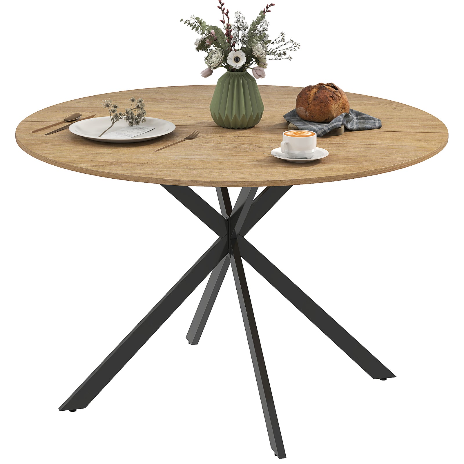 HOMCOM 120 Cm Dining Table For 4, Industrial Kitchen Table With Steel Legs