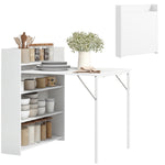 Folding Dining Table, Kitchen Table With Shelves | White