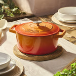 Cast Iron Casserole Dish 26cm Oven Proof Pan & Lid | 26cm | Orange