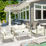 4 Pieces Outdoor Frame Garden Set W/ Cushion