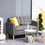 Compact Loveseat 2 Seater Sofa With Storage Wood Legs | One Size | Gray