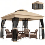 3 X 3 M Garden Gazebo With Shelves, Upf50+ Permanent Gazebo | Brown