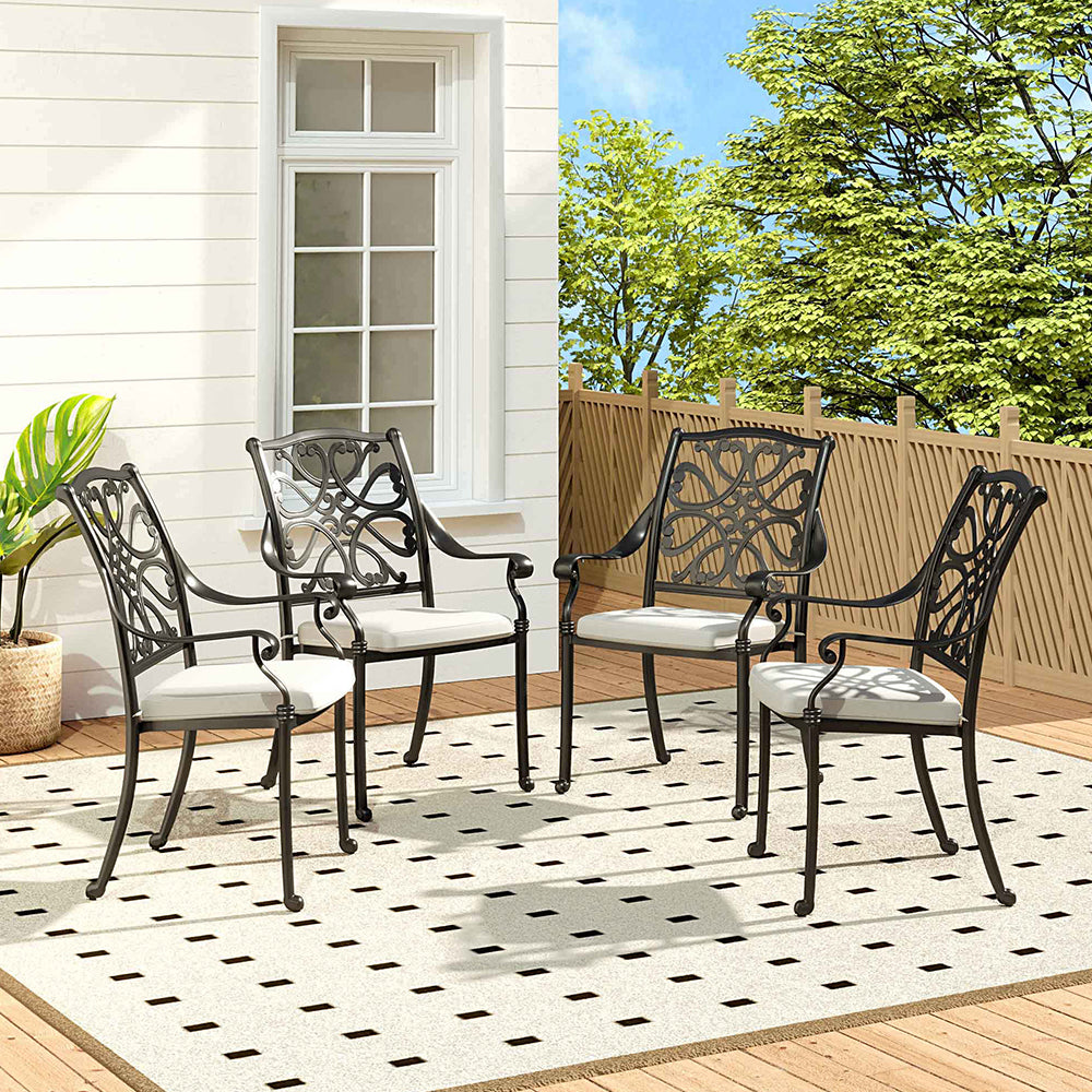 4pcs Aluminium Outdoor Patio Dining Armchair With Cushion