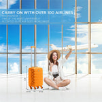 55x35x20cm Cabin Carry On Suitcase Hard Shell Overhead Luggage 100+ Airlines Approved | Cabin | Orange