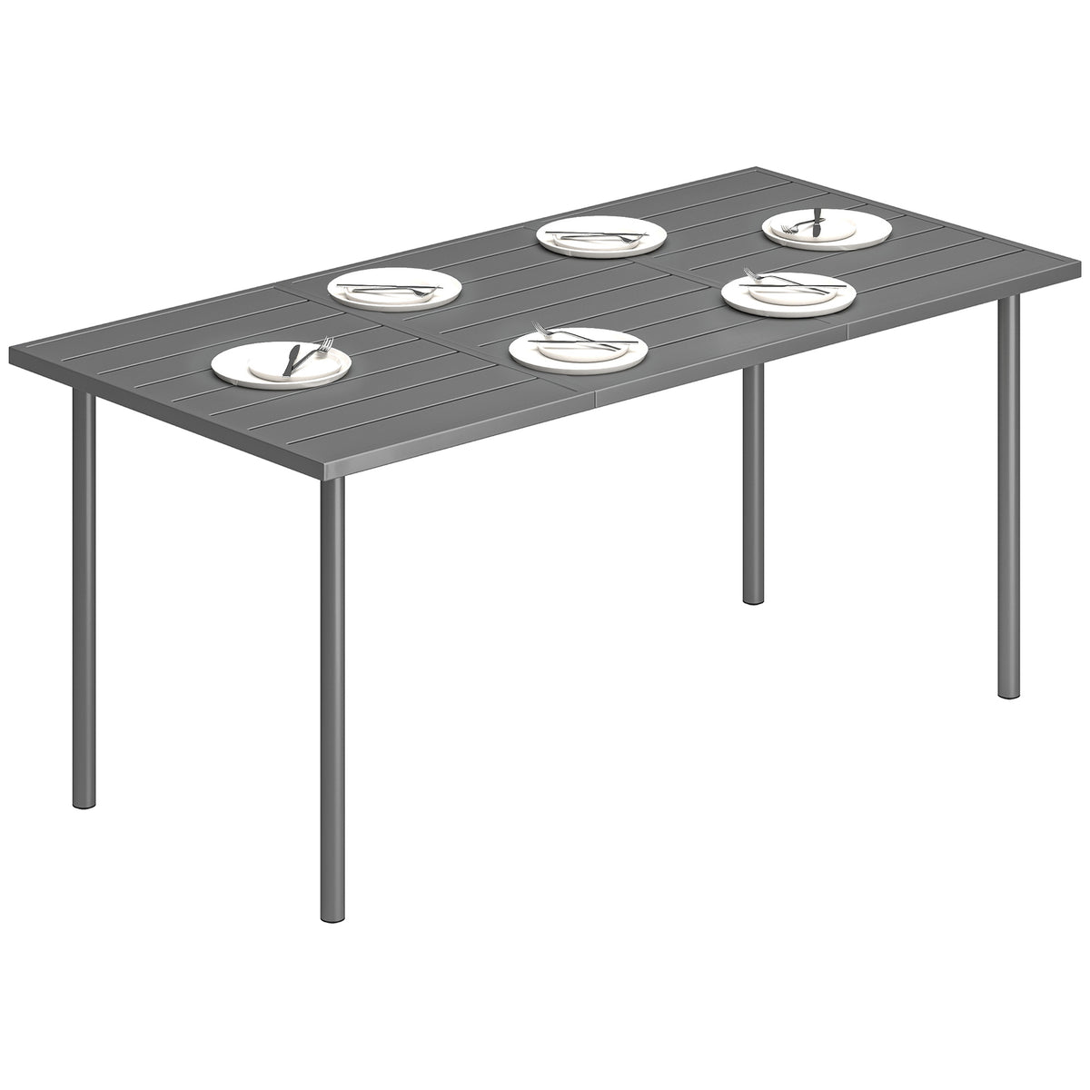 Garden Dining Table For 6 Person, 165 X 80 Cm