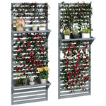 Wall Mounted Plant Stands Set Of 2 With Shelves And Trellis | Gray