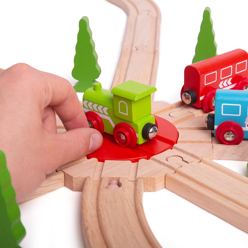 Bigjigs Toys 8 Way Track Turntable for Wooden Train Sets