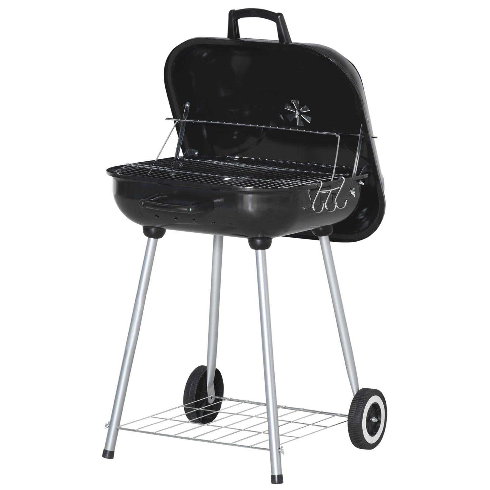 Outsunny Portable Charcoal Grill With Wheels & Utensils