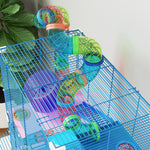 5 Tier Hamster Cage Carrier Habitat W/ Exercise Wheels, Blue