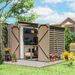 5 X 9ft Galvanised Metal Garden Shed With Foundation Kit | Brown