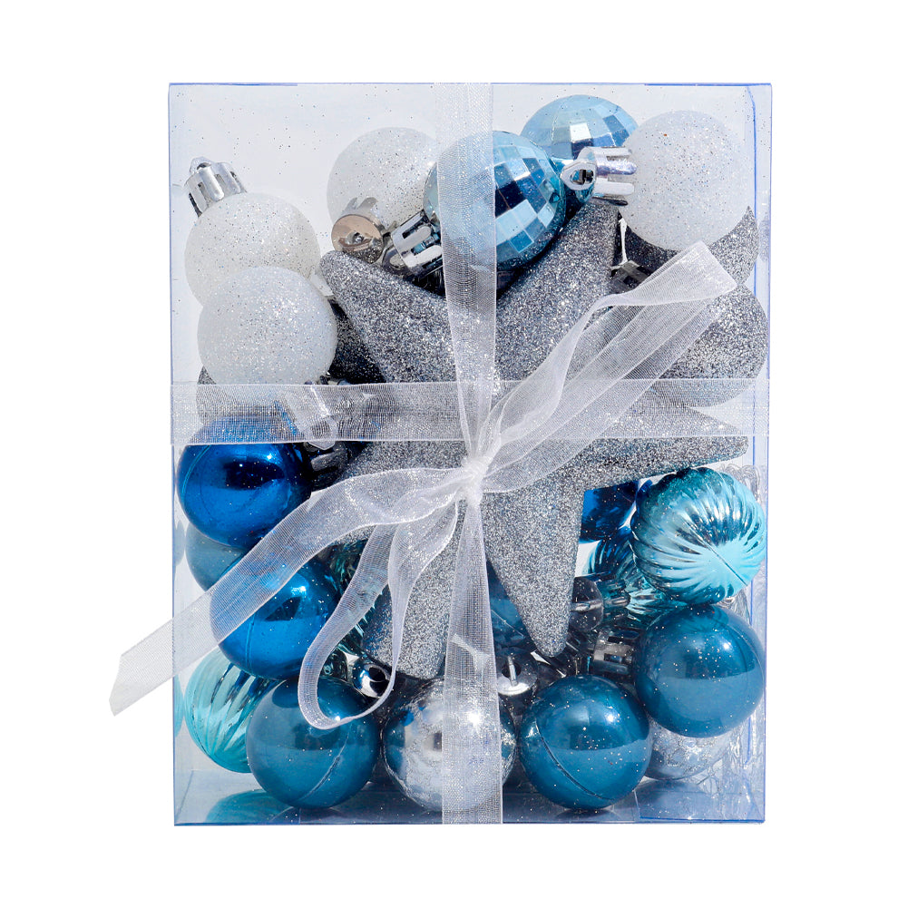 30 Pieces Shatterproof Christmas Tree Ornament Set Xmas Bauble And Snowflake Tree Topper