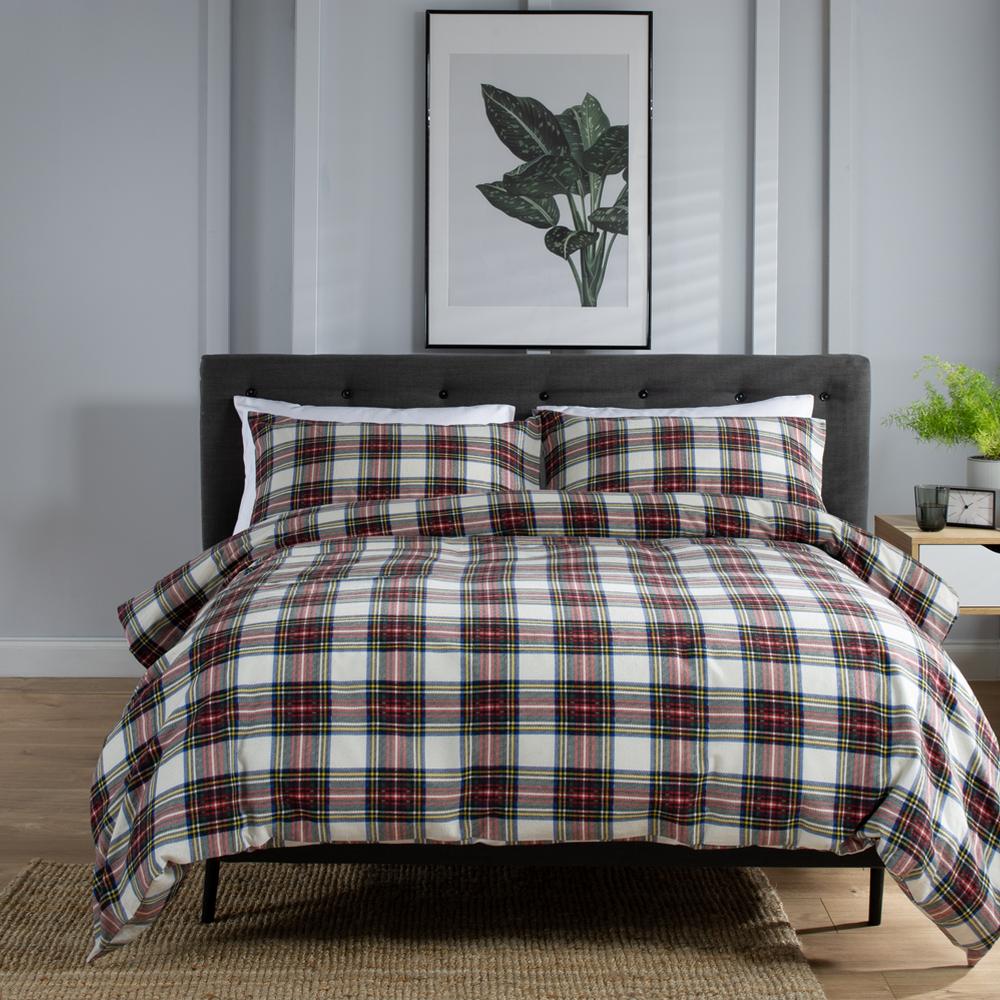 Stewart Dress 100% Brushed  Cotton Duvet Cover Set | Double | Multi Colour