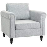 Vintage Armchair Fabric Accent Chair With Wood Legs | One Size | Charcoal Gray