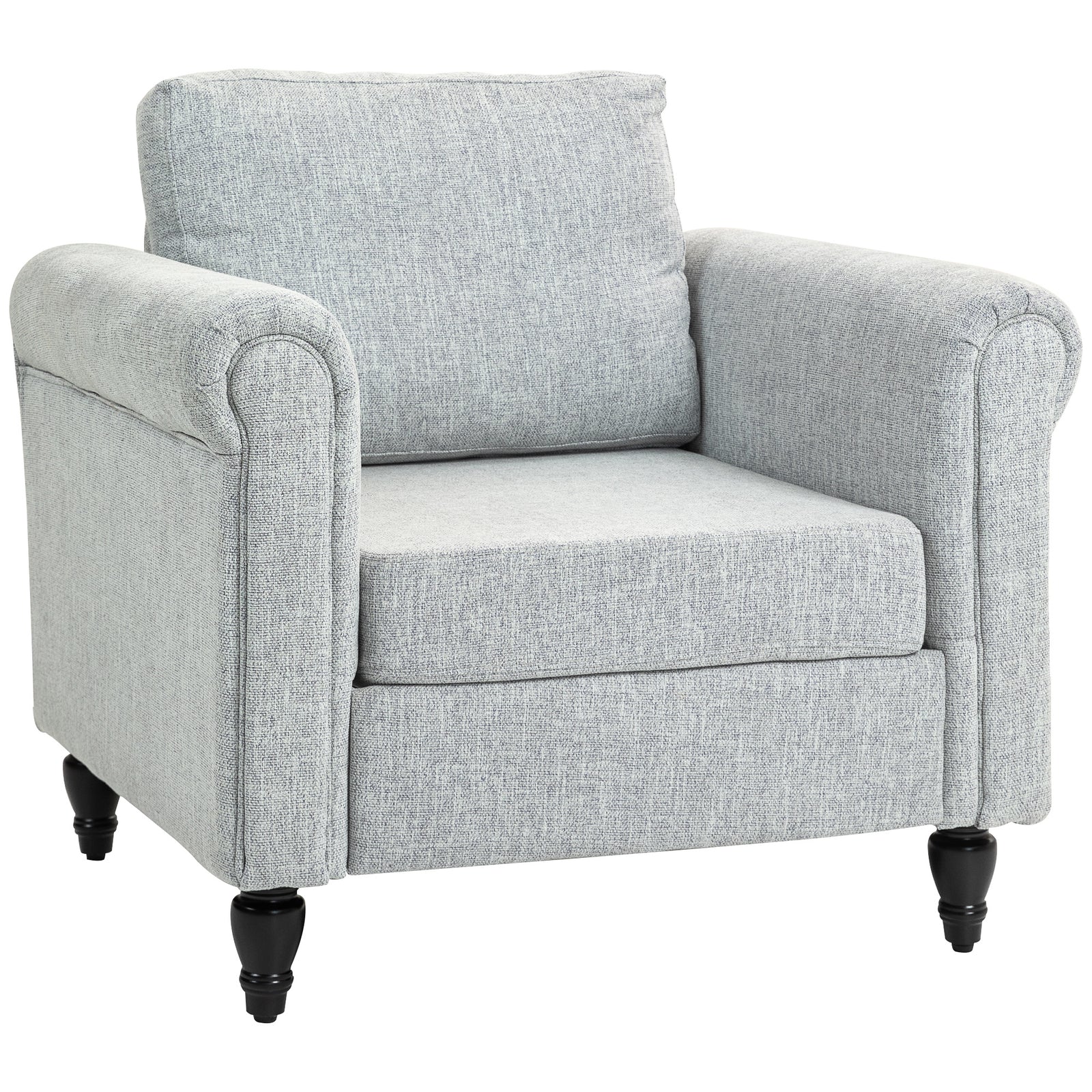 Vintage Armchair Fabric Accent Chair With Wood Legs | One Size | Charcoal Gray