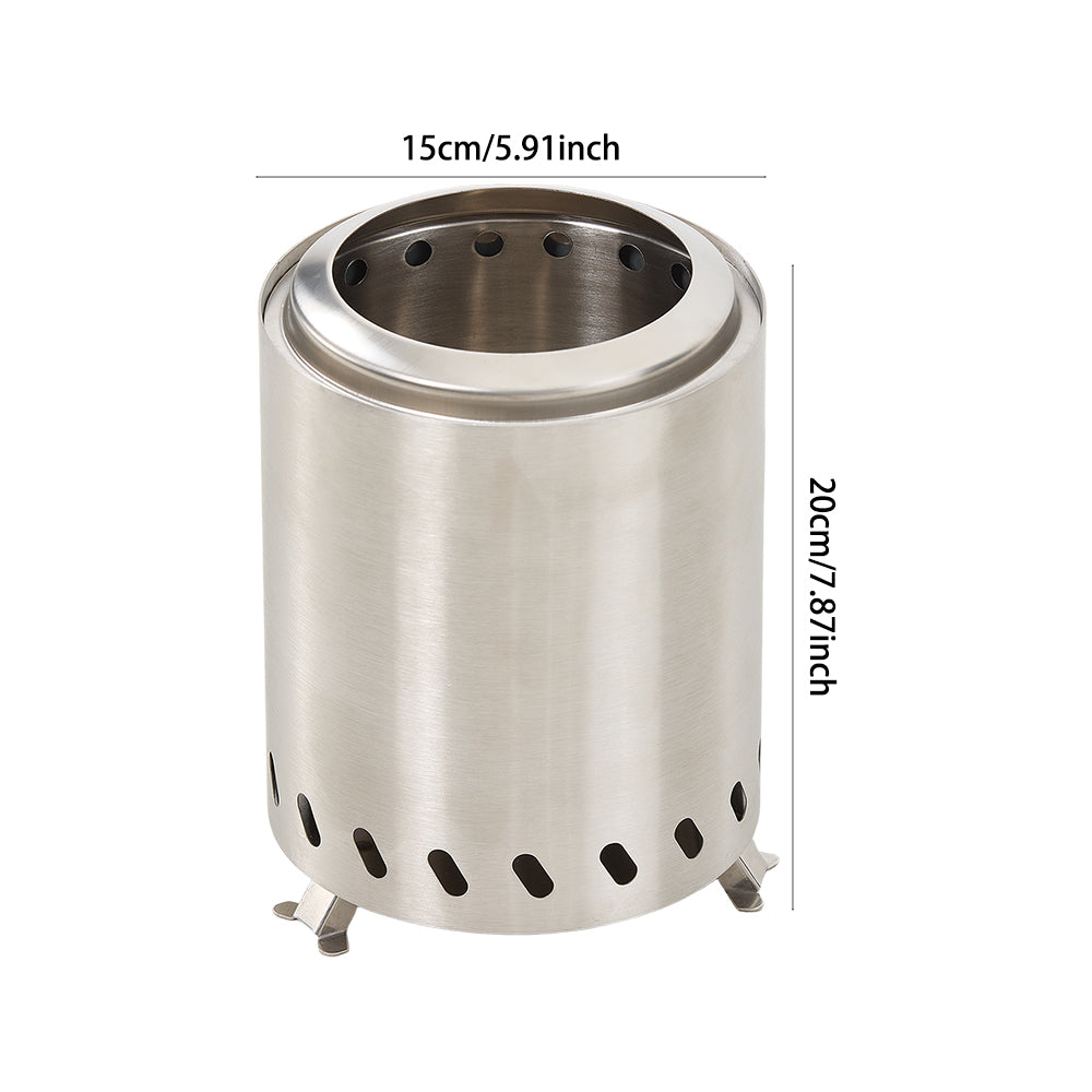 Portable Smokeless Fire Pit With Fire Ring, Pellet Adapter & Ash Grate – Durable Outdoor Stove For Camping & Backyard | Silver