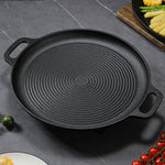Living and Home 34cm Dia Pre-seasoned Round Dual-handle Cast Iron Grill Pan