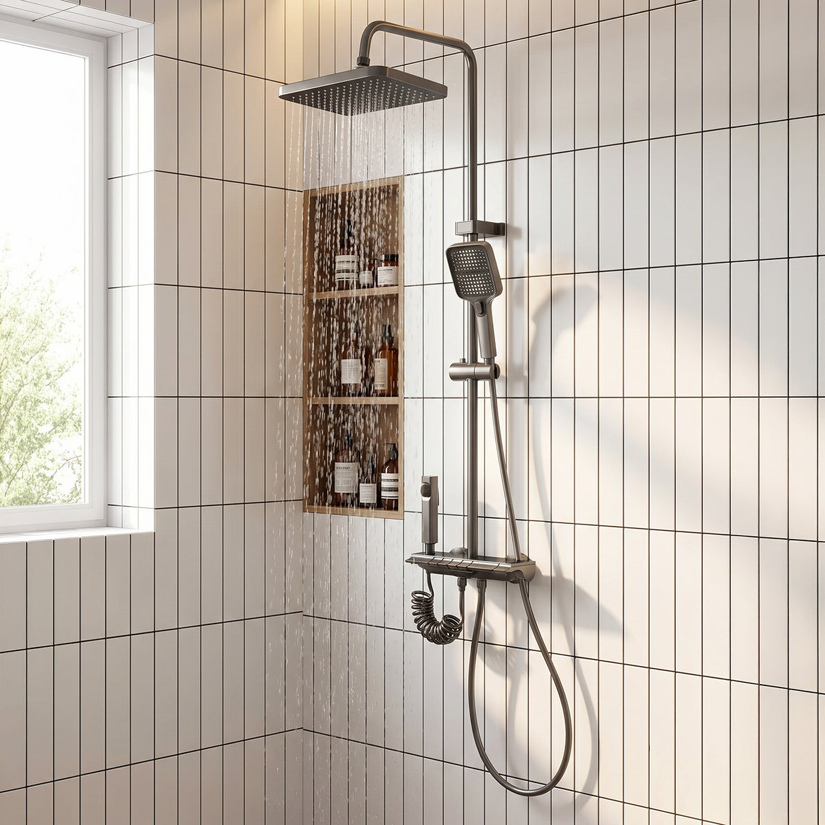 Breeins Wall-mount Bathroom Piano-key Panel Shower System Set
