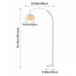 Breeins Vintage Style Floor Lamp With Bamboo Lampshade And Marble Base