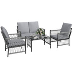 4 Piece Rattan Set, Wicker Conversation Set | Gray