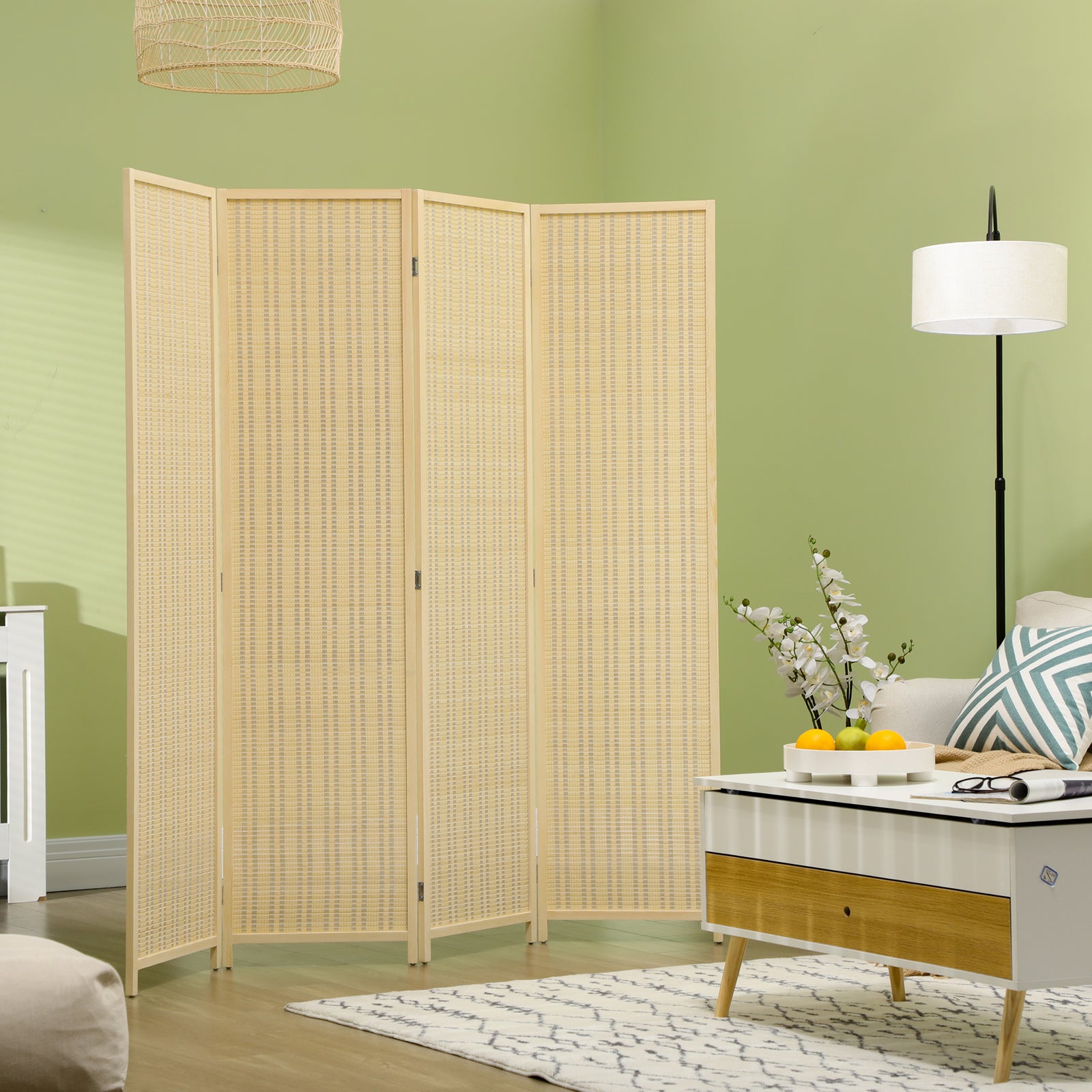 4 Panel Folding Room Divider Wall Privacy Screen Protector