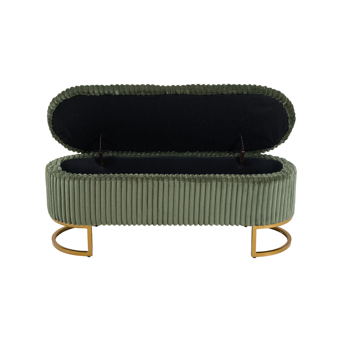 Corduroy Upholstered Storage Bench | Green