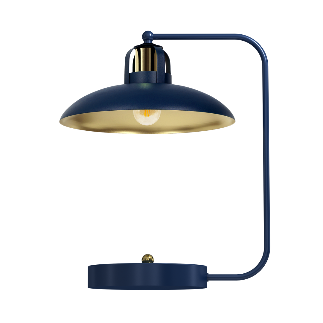 Felix Hand Made Designer Table Lamp Rugged Industrial With A Luxurious Twist | Navy Blue