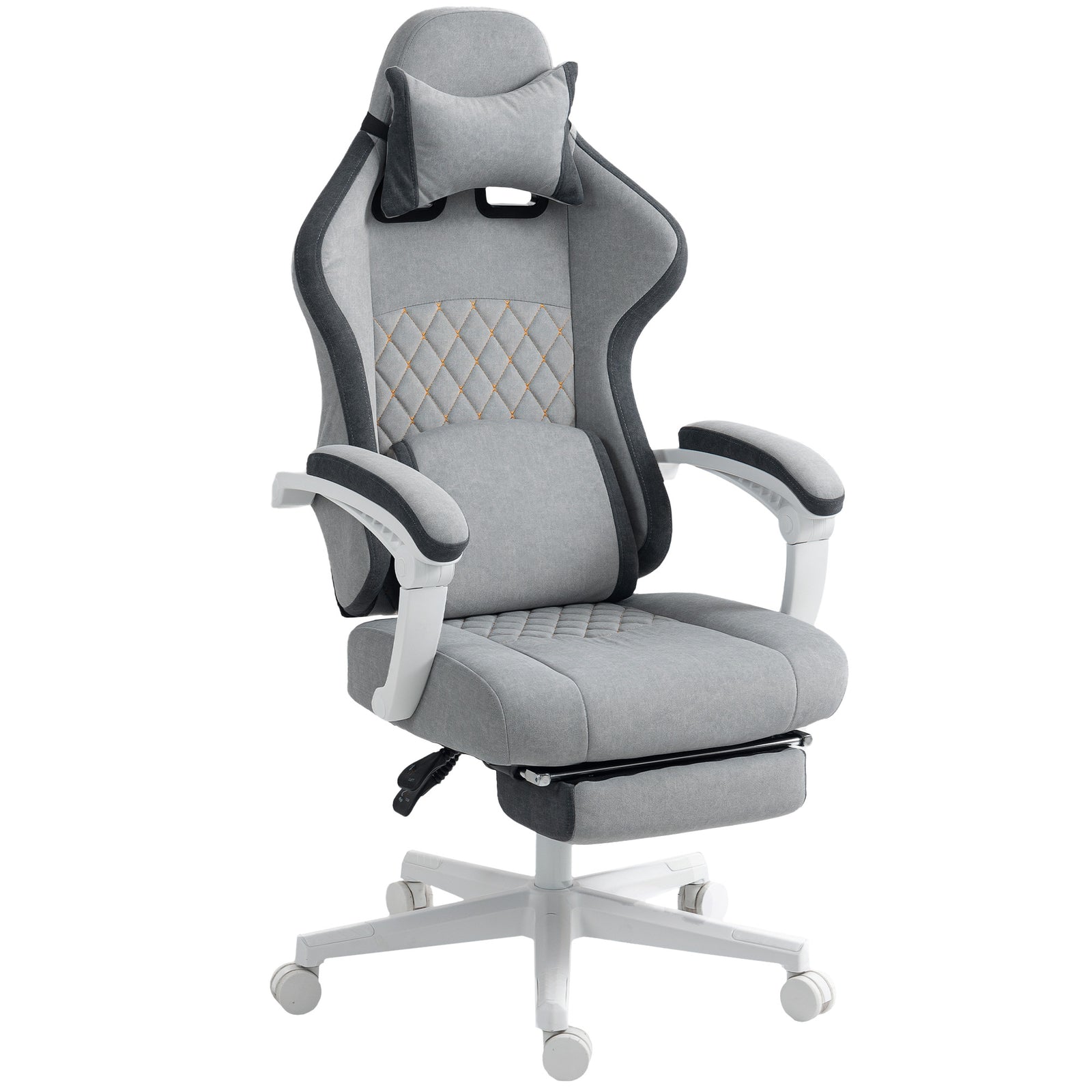 Printed Velvet Computer Recliner Chair With Adjustable Height, Grey