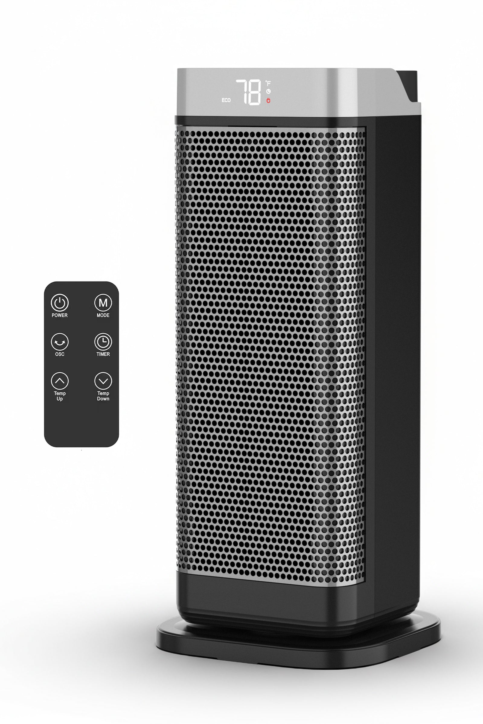 17" Portable Electric Space Heater - Led Display - 12h Timer - Remote | One Size | Grey