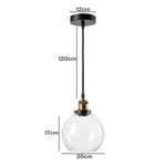 Emitto Ceiling Pendant Light Retro Industrial Glass Lampshade Adjustable Cable