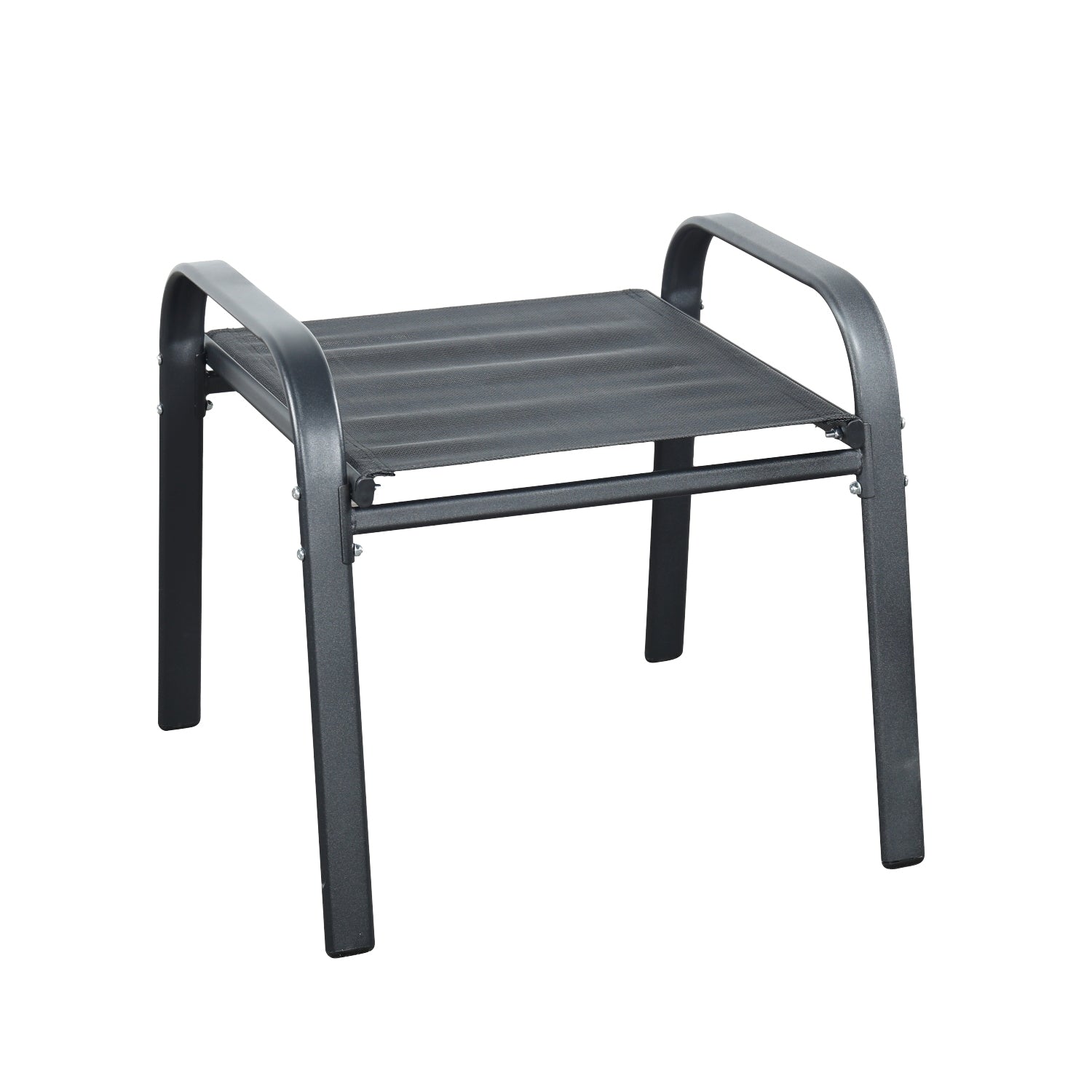 Brooke 5 Piece Black Bistro Set With Foot Stools