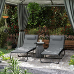 Folding Sun Loungers Set Of 2, Reclining Sun Bed | Charcoal Gray