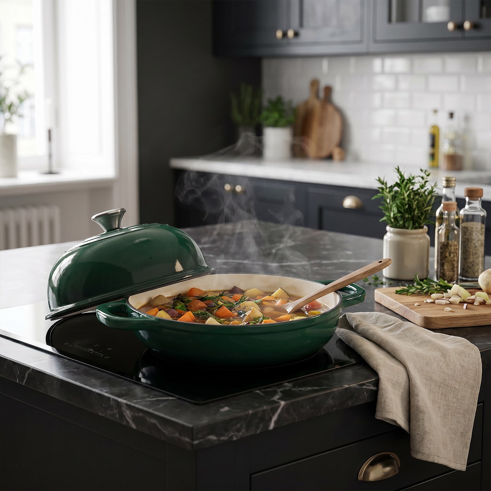 Breeins 4.4l Enamelled Cast Iron Bread Dutch Oven With Dome Lid