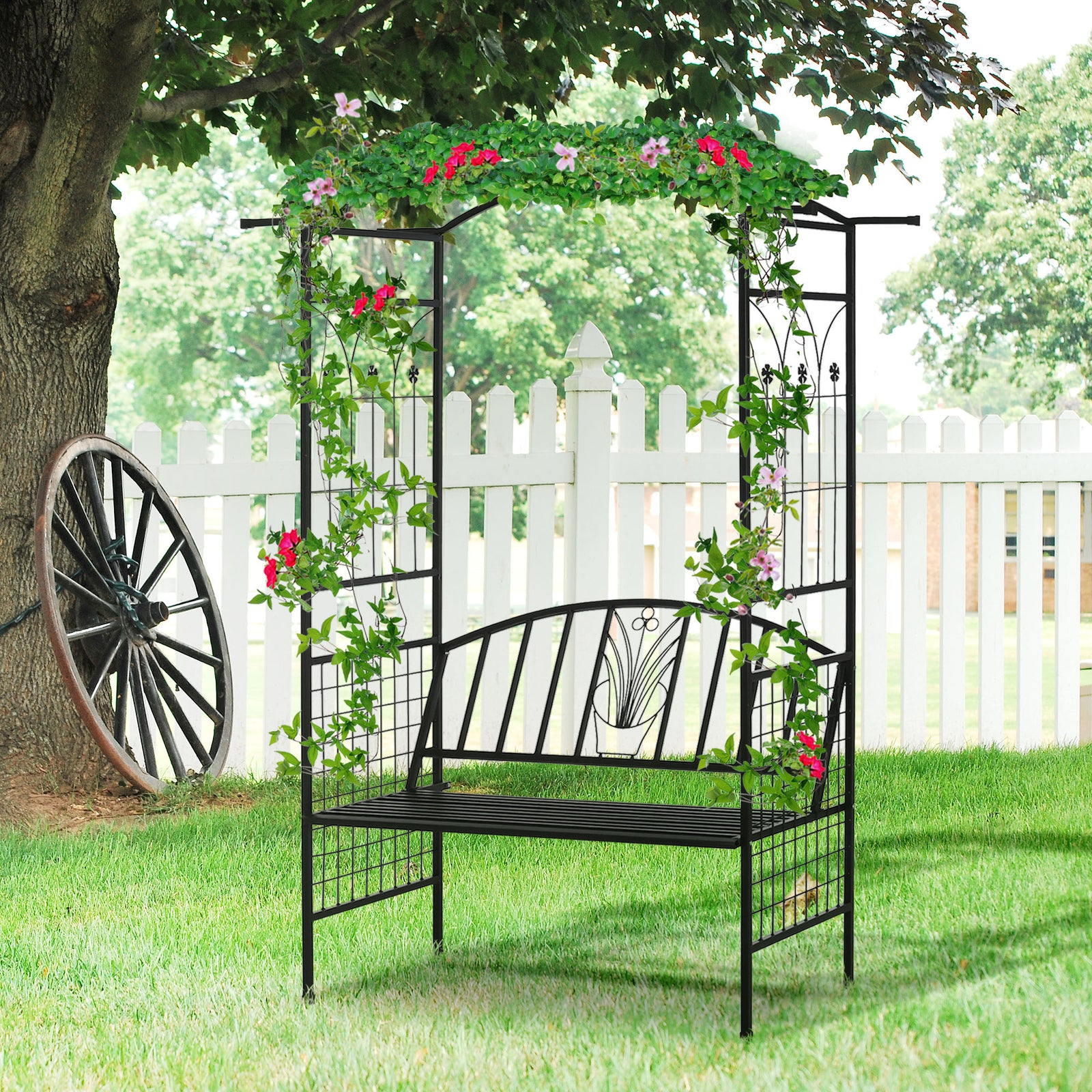 Garden Arbour Arch Metal Bench Loveseat