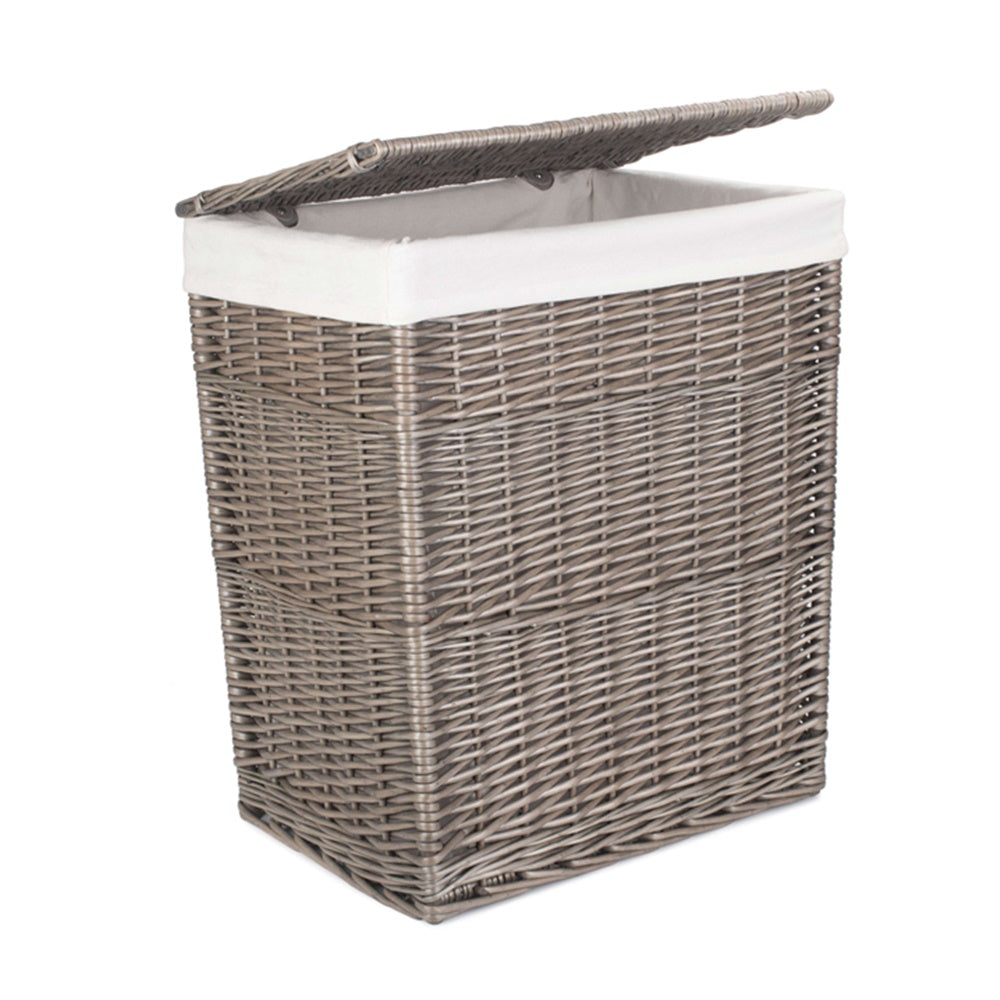 Wicker Antique Wash Slim Cotton Lined Laundry Basket