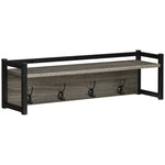 Rustic Wall-mounted Coat Rack Floating Shelf With 4 Hooks