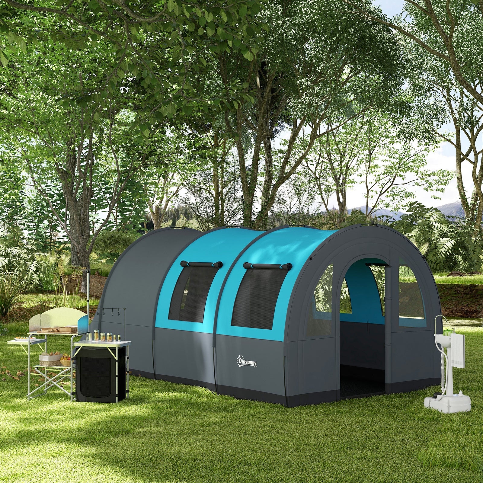Camping Tent, 3000mm Waterproof Family Tent For 5-6 Man | Gray