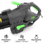 Garden Leaf Blower Vacuum And Shredder 35l Leaf Collection Bag 3000w 10m Cable Lightweight Design Leaf Vacuum