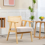 Rattan Armchair With Wood Frame Seat Cushion Bedroom