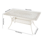 Set Of 7 Retro Garden Bistro Set Cast Aluminum With Cushions | Set-of-7 | White