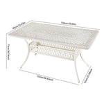 Set Of 7 Retro Garden Bistro Set Cast Aluminium With Cushions | Set of 7 | White