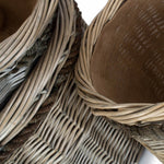Wicker Rope Handled Antique Wash Round Log Basket | Set-of-3 | Brown