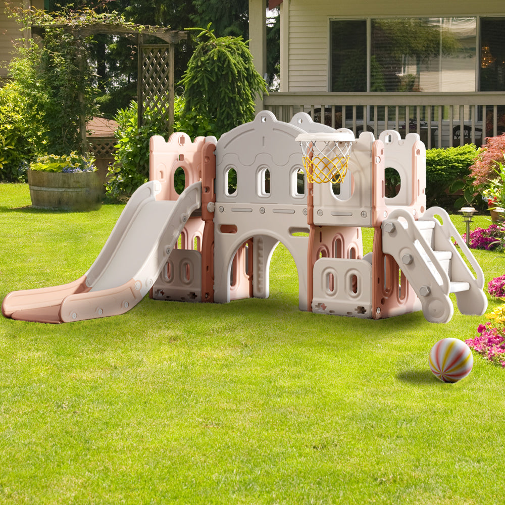 Toddler Slide Playset With Basketball Hoop Kids Climber Playground For Boys & Girls Ages 1-5, Multi-functional Indoor Play Structure