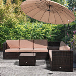 8pcs Patio Rattan Sofa Set Garden Furniture Side Table | Pale Brown