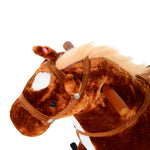 Child Boys Walking Horse Riding Toy Plush Walk Pony Wheels W/ Sound | Brown