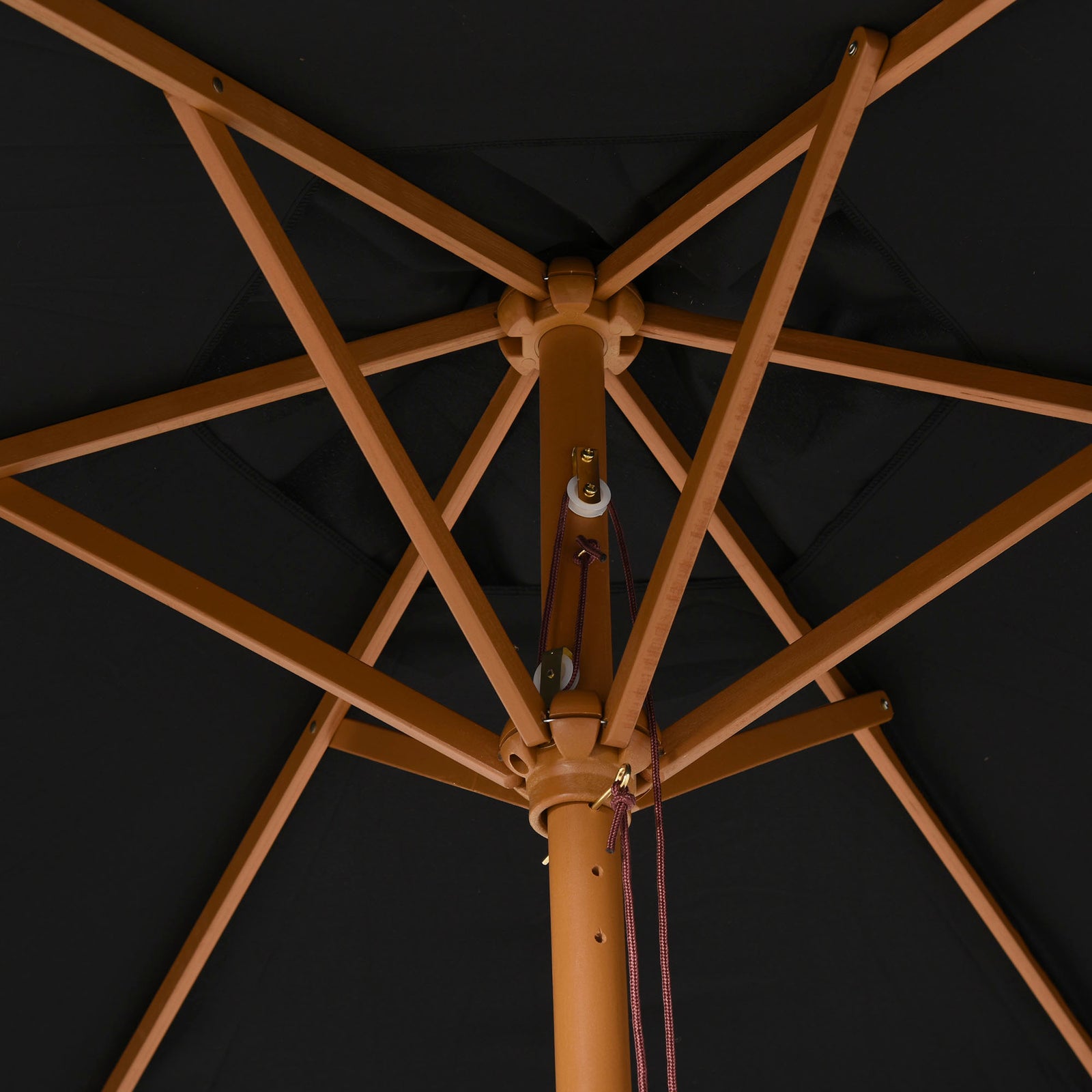 2.5m Wood Garden Parasol Sun Shade | Black